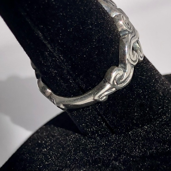 [vintage] Ornate .925 Sterling Silver Peridot, Prehnite & Malachite Ring Size 8 - Picture 6 of 16